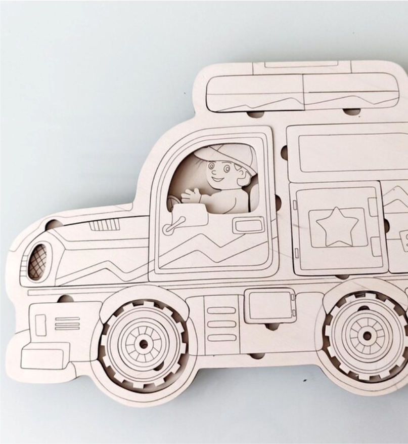 Puzzle em Madeira – Veículo 3D Interativo