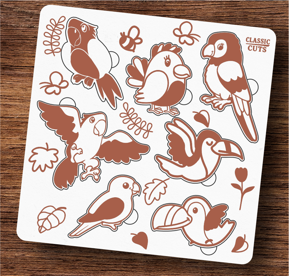 Puzzle de Madeira Classic Cuts – Aves Tropicais