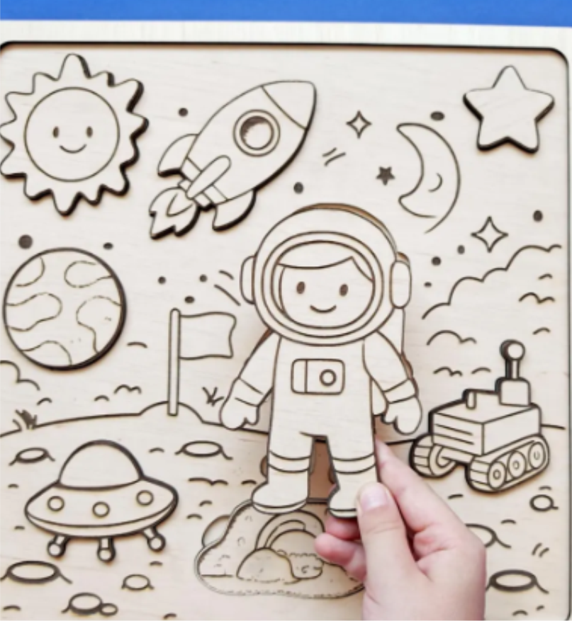 Puzzle em Madeira - Exploração Espacial