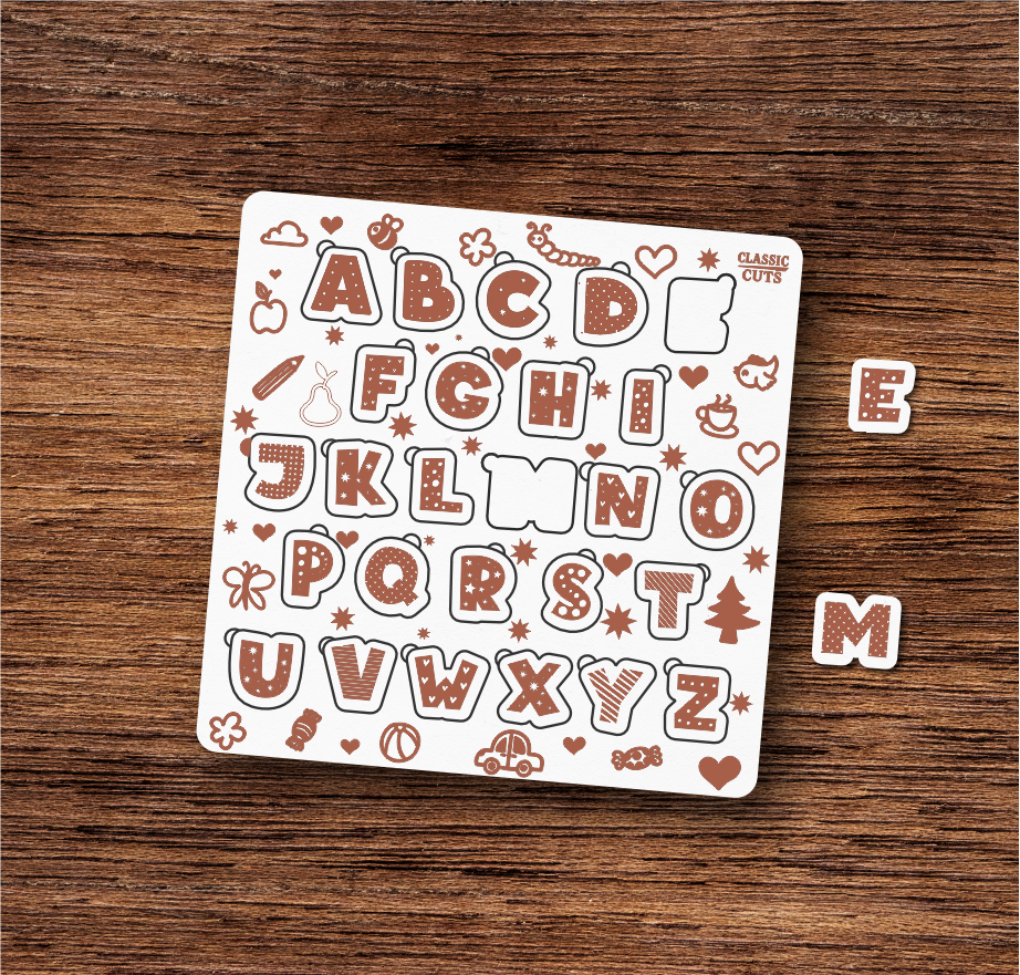 Puzzle de Madeira Classic Cuts – Alfabeto Decorativo ✨