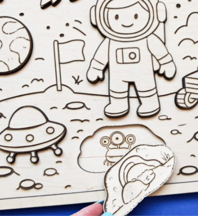 Puzzle em Madeira - Exploração Espacial