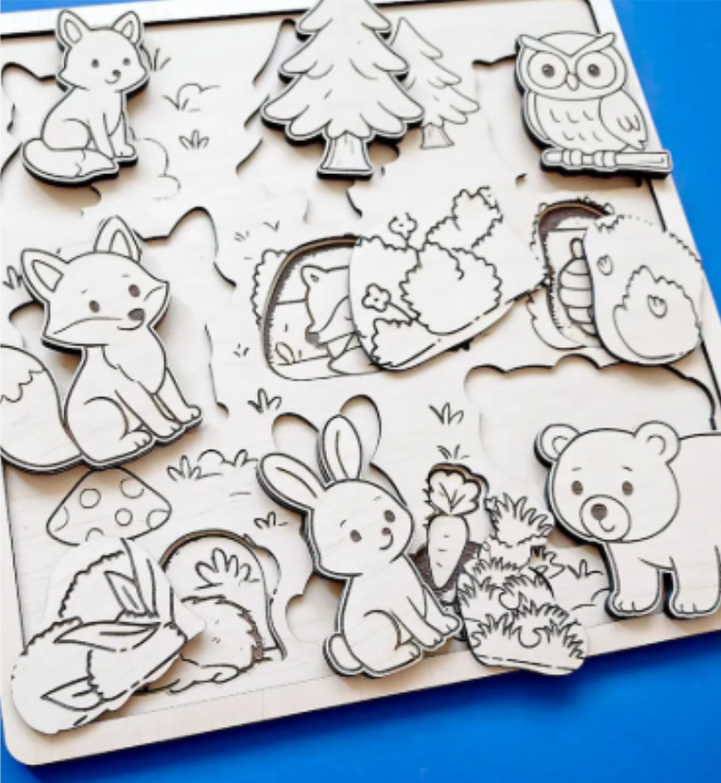 Puzzle de Madeira - Animais da Floresta