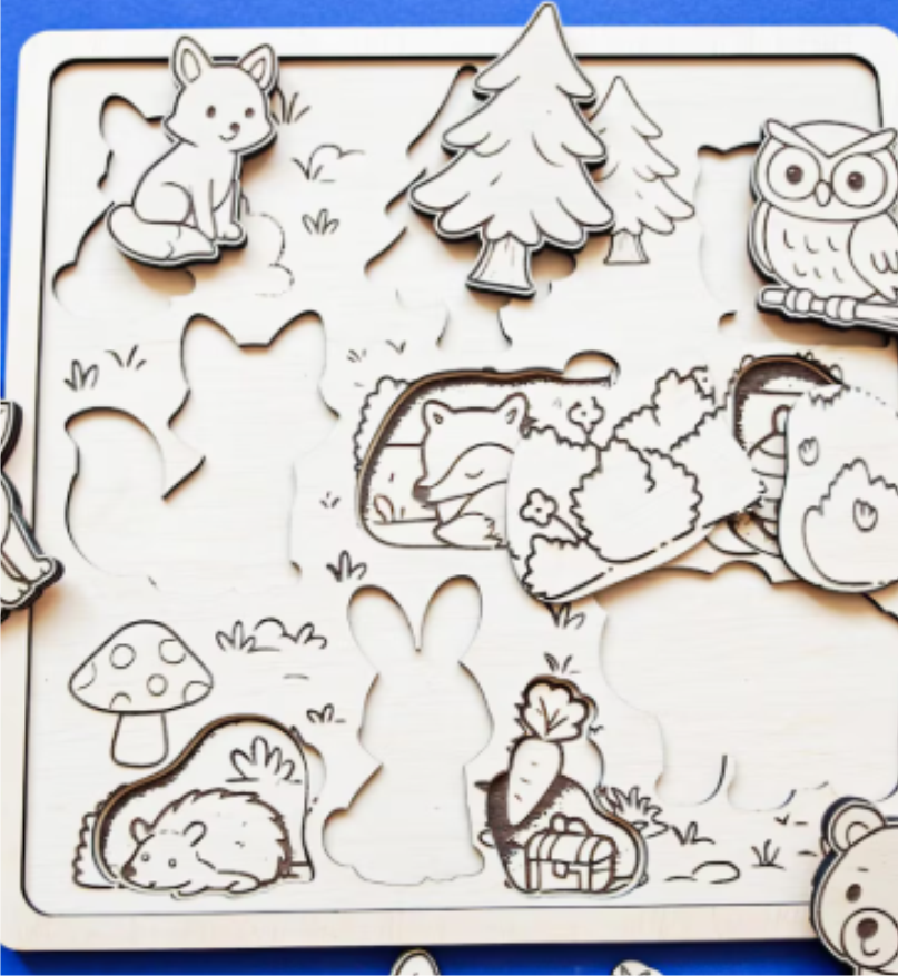 Puzzle de Madeira - Animais da Floresta